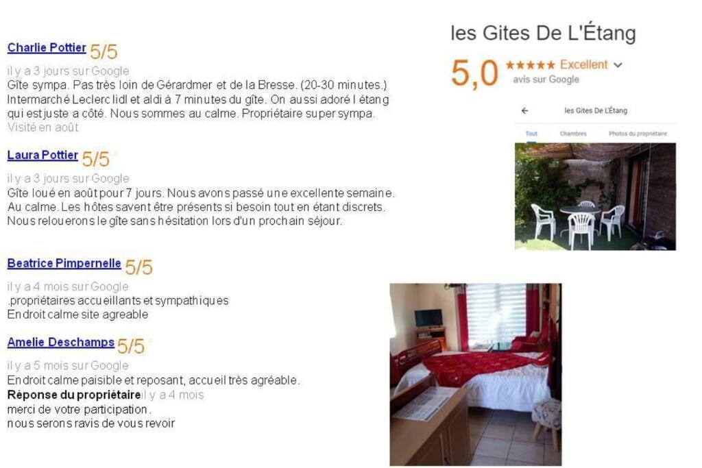 Les Gites De L Etang :Studio A 20 Mn De Gerardmer La Chapelle  Eksteriør bilde
